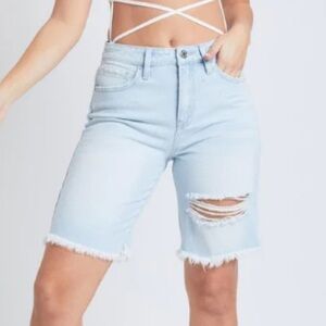 Light Blue Distressed Denim Shorts